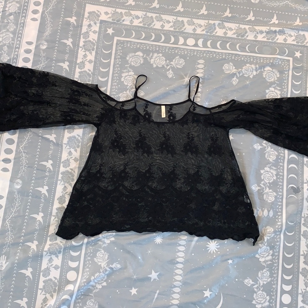 Sheer black floral shirt